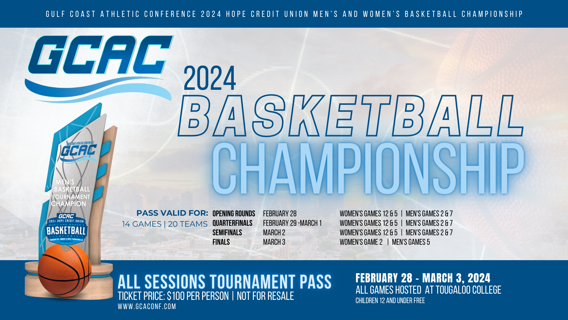 Tickets Now Available for GCAC 2024 Hope Credit Union Men's and Women's Basketball Championship